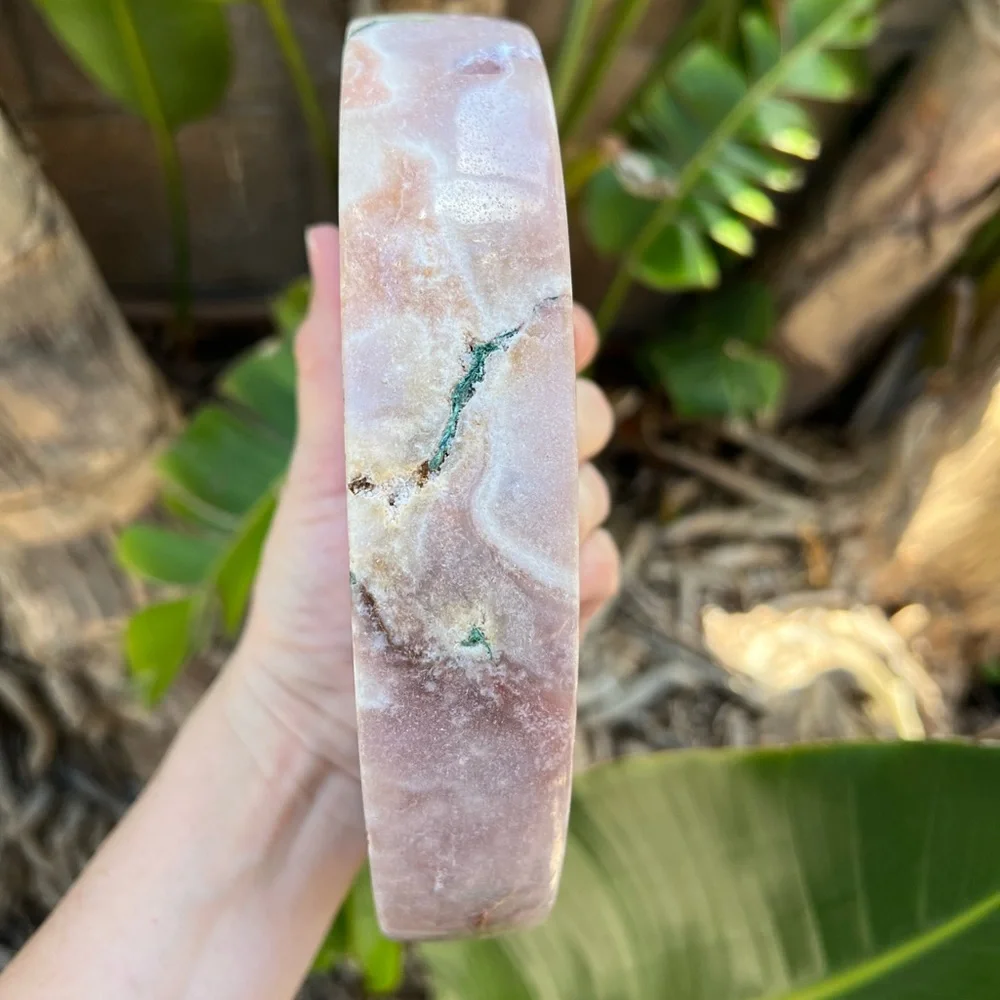 Pink amethyst druzy Moon with Gold Quartz Crystal - Picture 8 of 9